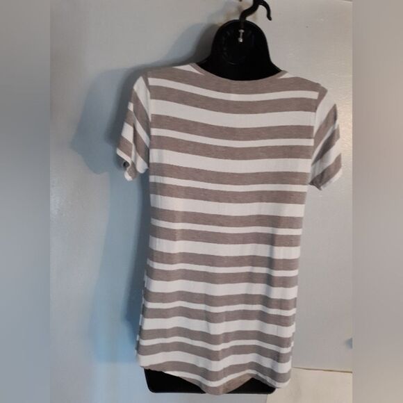 Lularoe gray/white striped classic tee - Picture 3 of 4